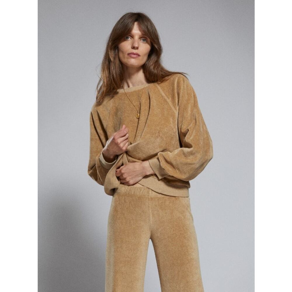 Suzie Kondi Samos Cotton-Blend Velour Sweatshirt - Wheat Heather
